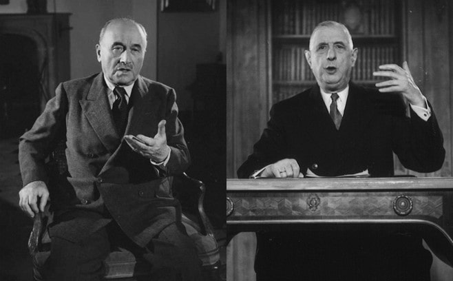 Jean Monnet à gauche et Charles de Gaulle à droite
